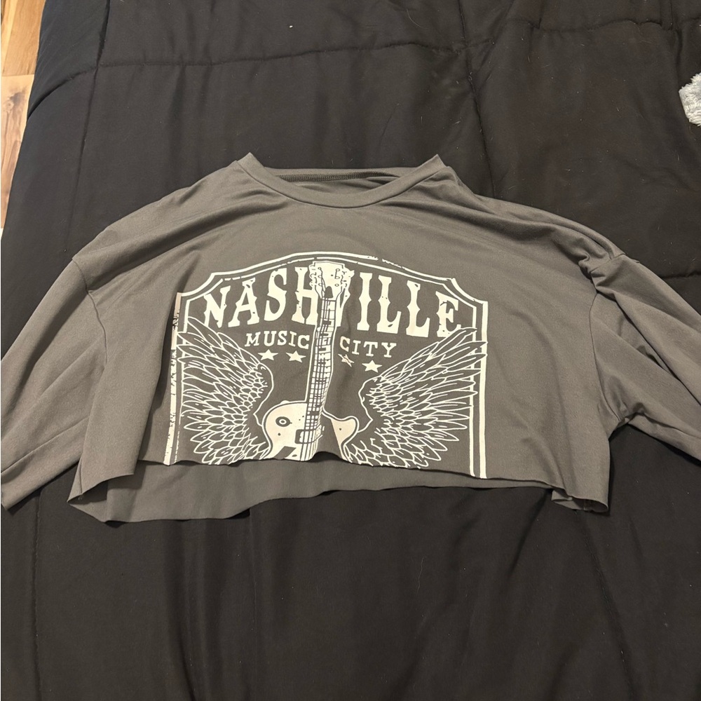 SHEIN Charcoal Nashville Graphic Crop Top